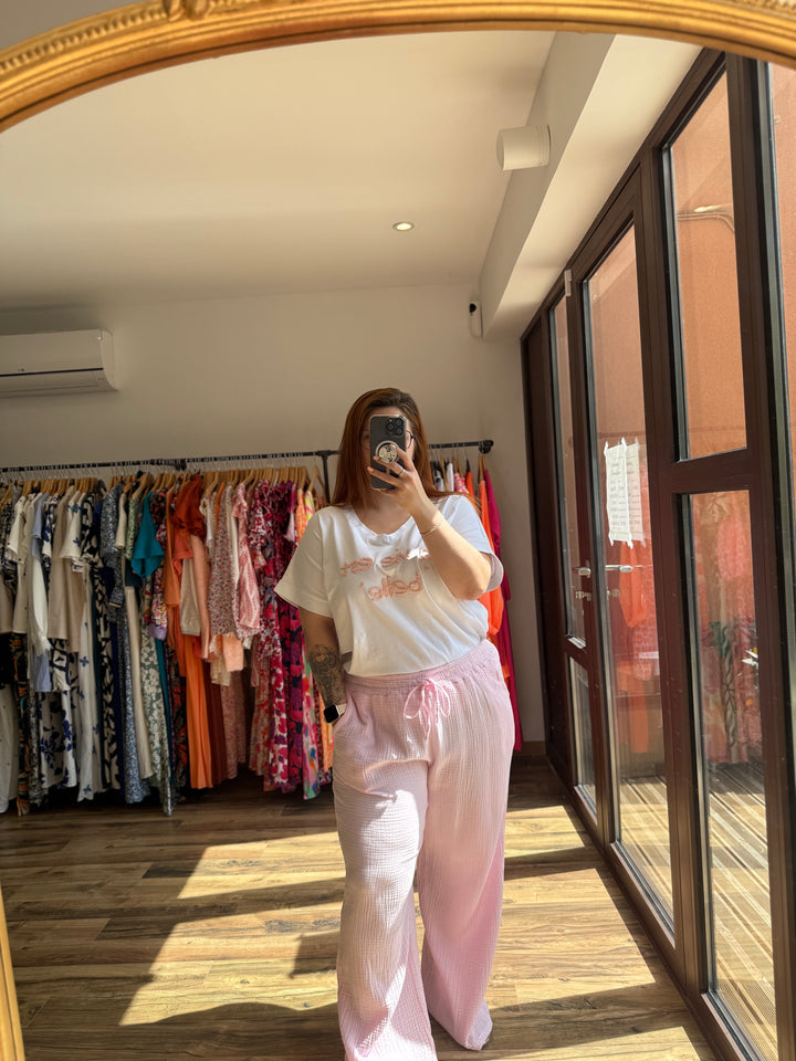 Teeshirt la vie est belle CURVY rose