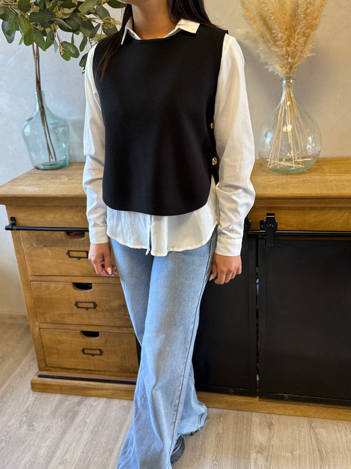 Pull sans manches noir