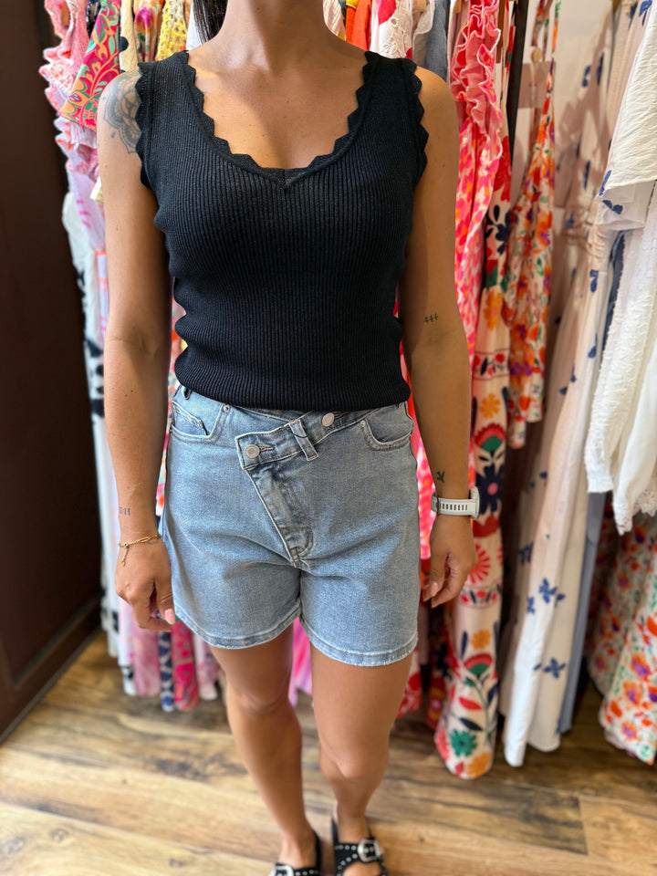 Top Noeline noir argenté