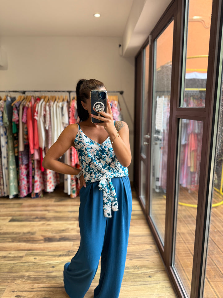 Top Malaga bleu canard