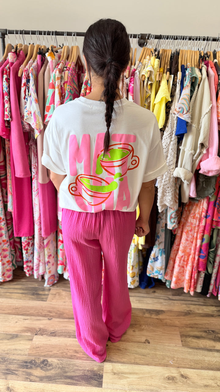 Pantalon gaze de coton fushia CURVY